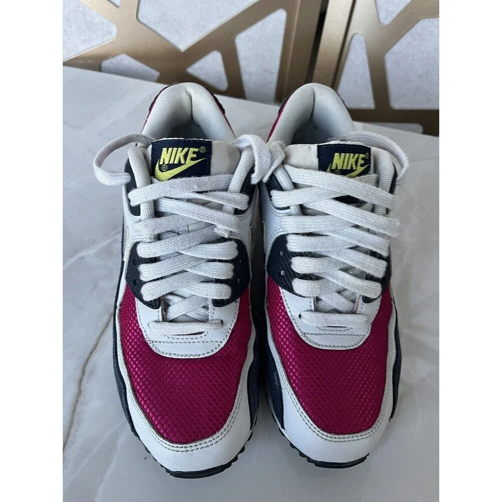 NIKE AIR MAX 90 SPORT FUCHSIA White Women SZ 7 325213-606 Sneakers Shoes - Picture 7 of 12